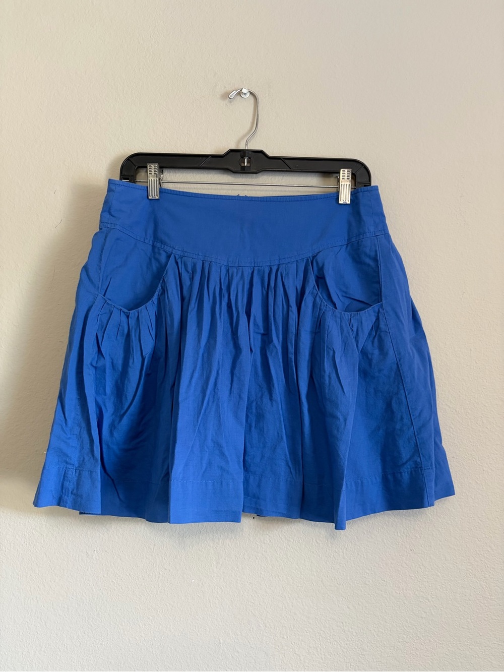 Edme & Esylite blue pleated short 100% cotton skirt with front pockets size 4